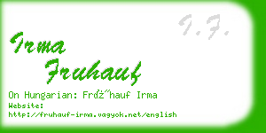 irma fruhauf business card